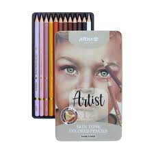 آریا آرتیست مدادرنگ طیف پوست جعبه فلز12نگ (تیره)